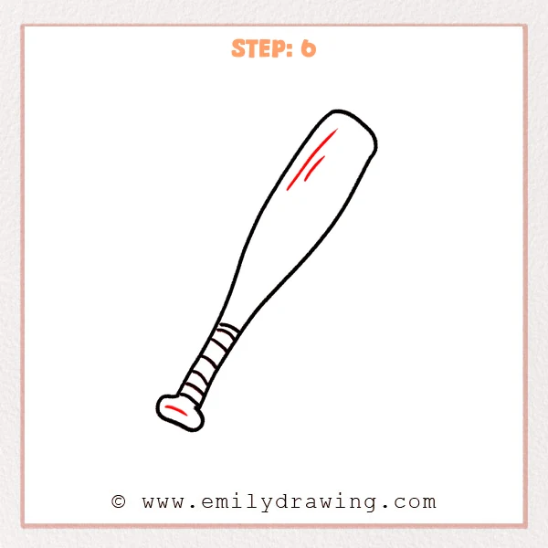 how to draw a baseball bat - Step 6